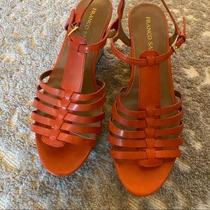 Franco Sarto 3” Leather Wedge Sandals